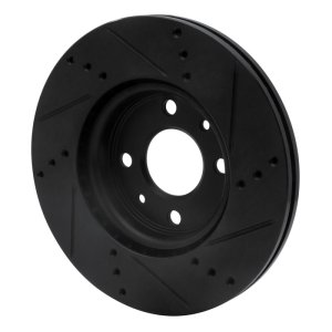 Dodge Vislon Brake Rotor (1) - Front Left - R1 Concepts - Drilled & Slotted - Black - `09-`19